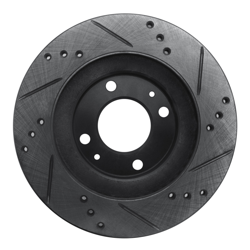 Mitsubishi I-MIEV Brake Rotor (1) - Front Left - R1 Concepts - Drilled & Slotted - Black - `12-`17